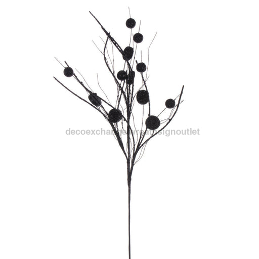 33’’ Black Ball And Coin Glitter Twig Spray Qg220817 Pick