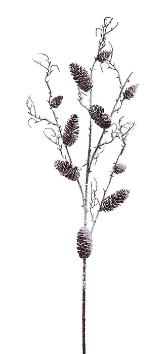 42"L Flocked Pinecone/Twig Spray Natural/White XT8730