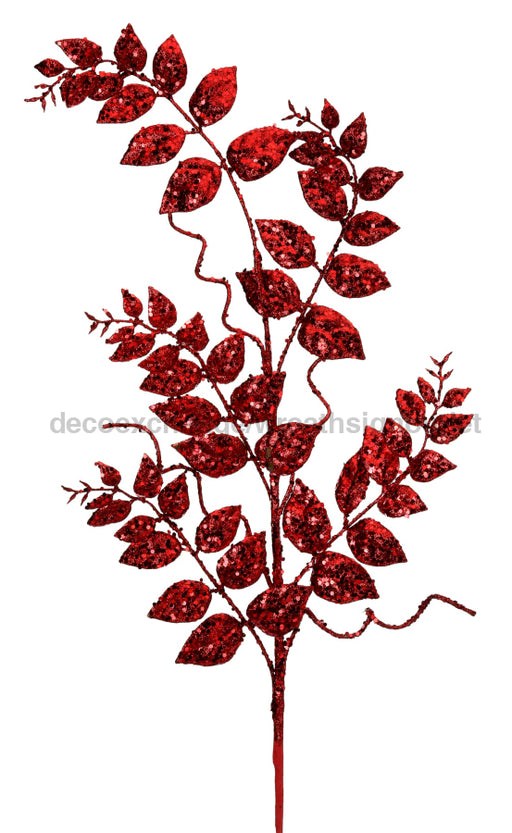 35’’ Glitter/Mica Later Fern Spray Red Mtx54338-Red Pick