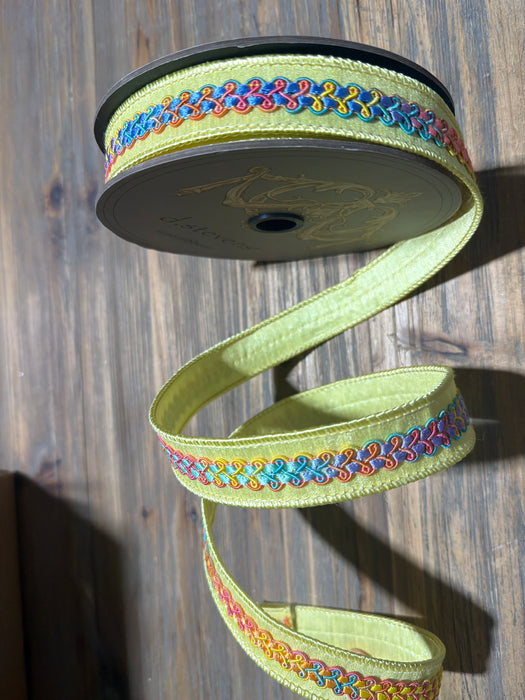 1“ X 10Yds Dupion Bright Mix Color Center Braid, Light Yellow 05-2174 - DecoExchange®