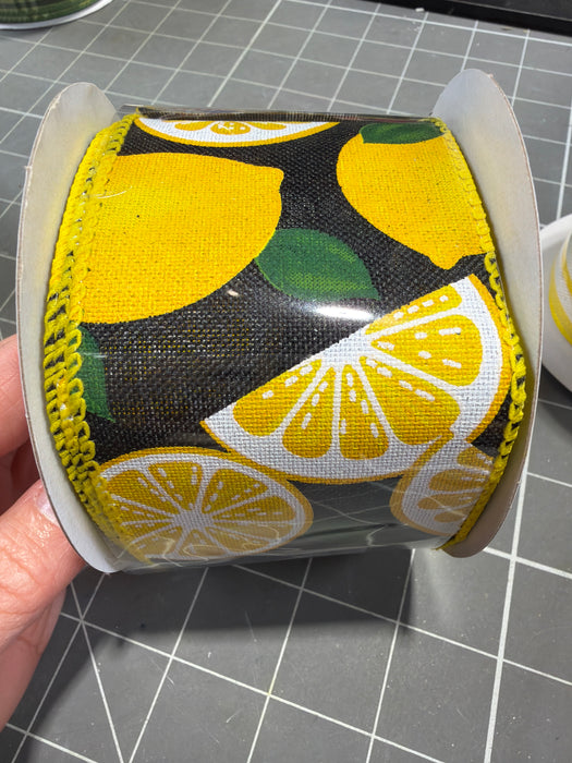 Blk Linen/Lemons-Flwrs, 2.5"X10Y 41237-40-22 - DecoExchange®