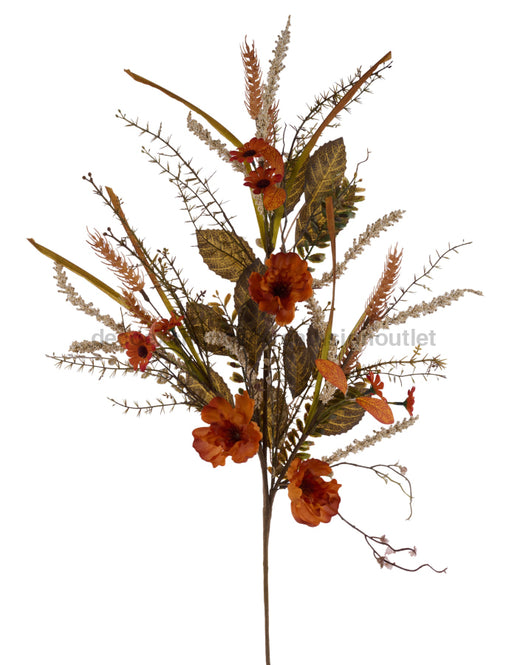 35’’L Flower/Leaf/Foliage Spray Rust/Cream/Lt Brown/Green HA1885 Greenery