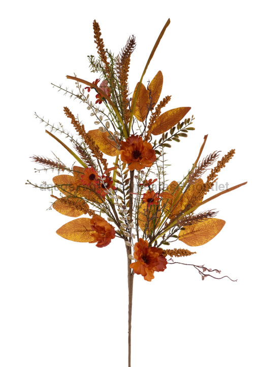 35’’L Flower/Leaf/Foliage Spray Rust/Lt Brown/Green HA1834 Pick