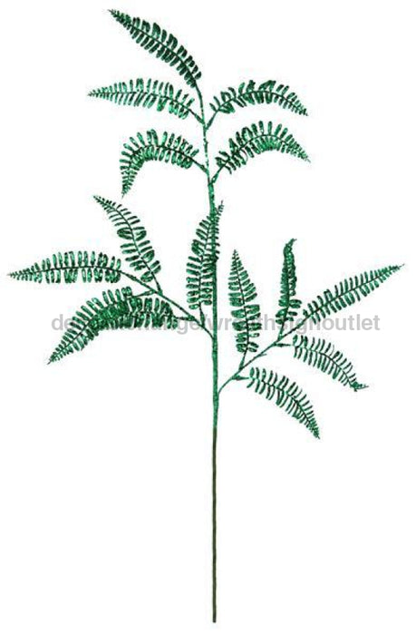 35"L Glitter Fern Spray Emerald Green XS226906 - DecoExchange®