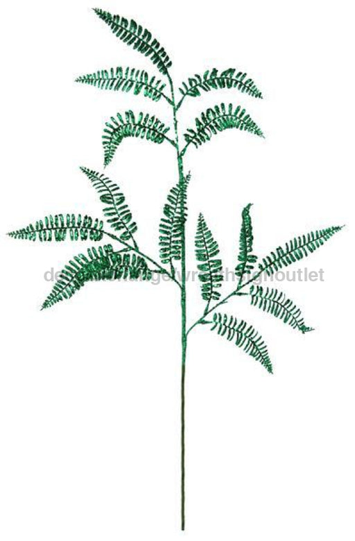 35"L Glitter Fern Spray Emerald Green XS226906 - DecoExchange®
