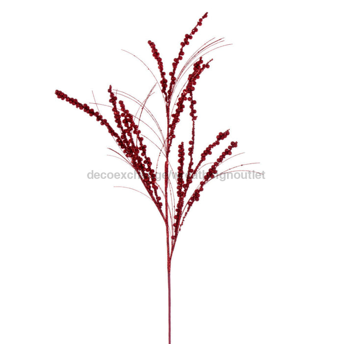 36’’ Red Berry Twig Glitter Spray Qg221503 Pick