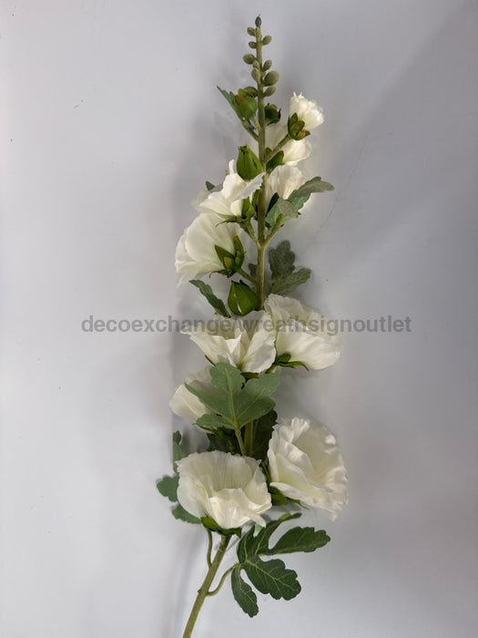 36In Hollyhocc Ps1073 Wht Greenery