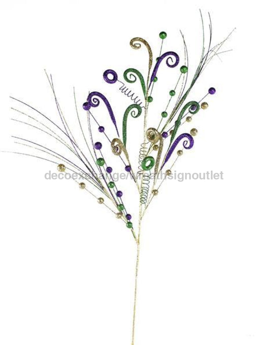 36"L Curly Tube/Berry/Grass Spray Mardi Gras HG3075 - DecoExchange