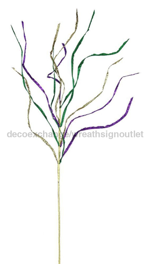 36’’L Glitter Curly Paper Grass Spray Mardi Gras HG3234 Greenery