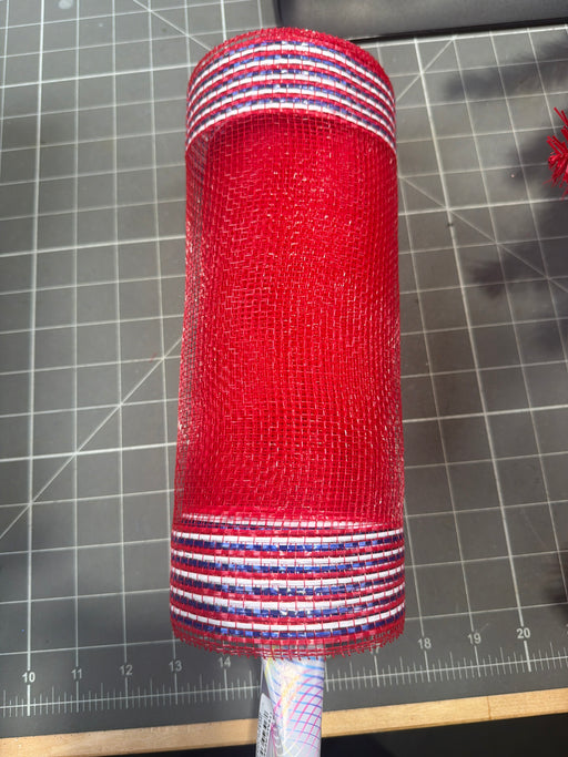 10"X10Yd Border Stripe Mesh Red/White/Blue RE8506H3 - DecoExchange®