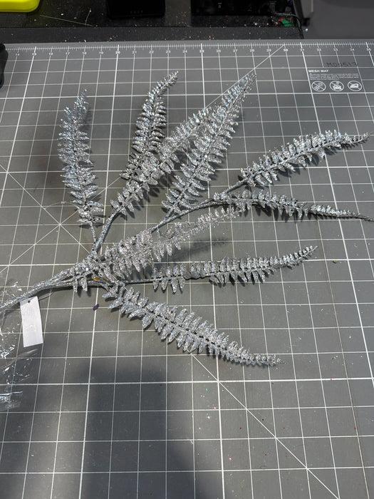 Christmas Small Fern Spray 3 Stems Silver 60972