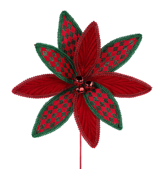 12"DIA Harlequin Poinsettia, 14"OAL Red/Emerald Green - 84 XS426330