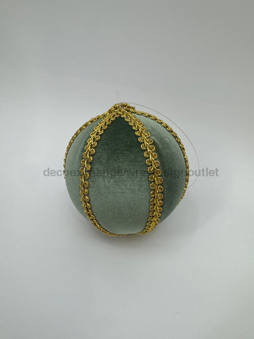 4’’ Green Velvet With Gold Braid Ornament 4531030 Attachment