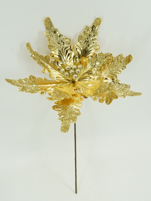 15 In Glitter Metallic Poinsettia 40467-GOLD