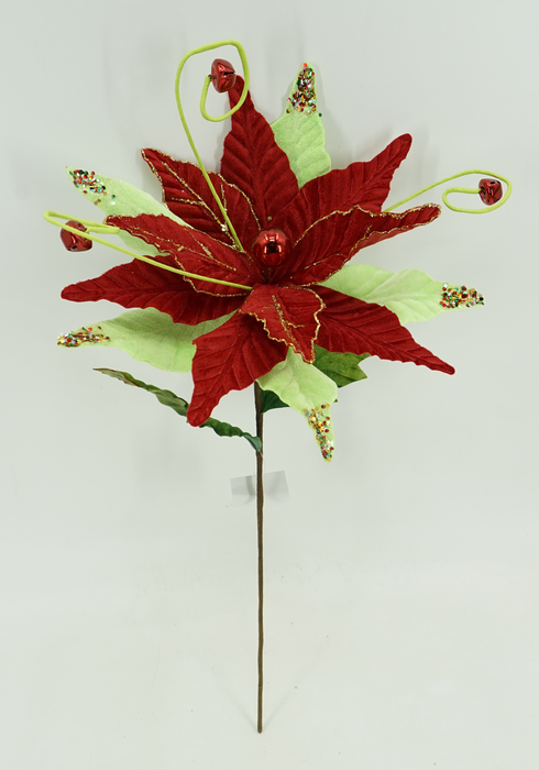 15 In Velvet Glitter Poinsettia 40476