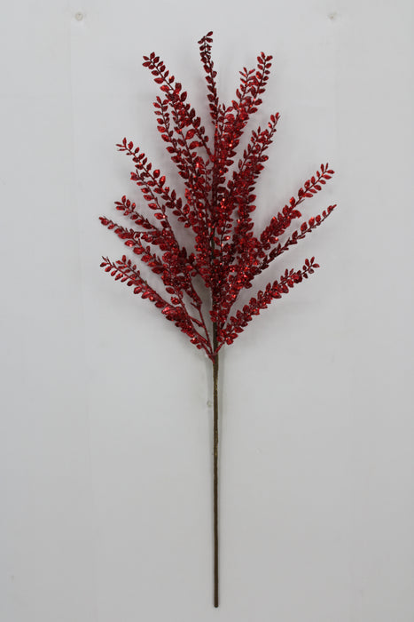 32" Glitter Fern Leaf Spray, Red 40546-RD