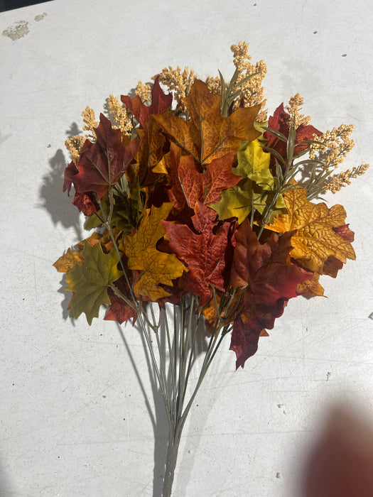 Fall Maple Leaves & Heather Bush - 12 Stems - Burgundy Mix - 72103