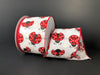 41027-40-01: Wht Linen/Ladybugs-Daisies 2.5X10Y Ribbon