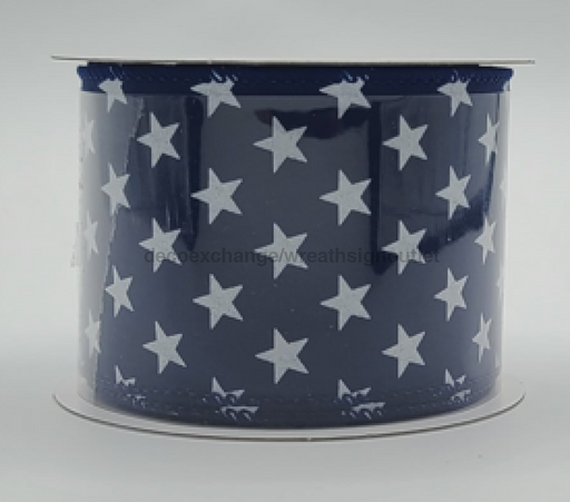 41223-40-27: Navy Satin/Wht Stars 2.5X10Y Ribbon