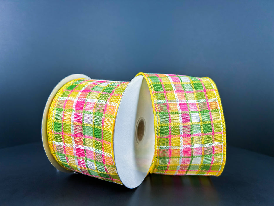 Ylw-Fuch-Lm-Wht Kentini Plaid, 2.5"X10Y 42424-40-22 - DecoExchange®