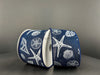 42453-40-27: Navy Lin/Wht Beach Stampd Icons 2.5X10Y Ribbon
