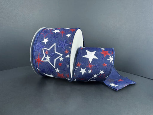Navy Stn/Glit Rd-Blu-Wht Varied Stars, 2.5"X10Y 42605-40-27 - DecoExchange®