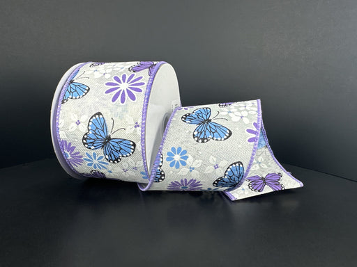 Wht Lin/Lav-Blu Btrflys, 2.5"X10Y 42615-40-11 - DecoExchange®