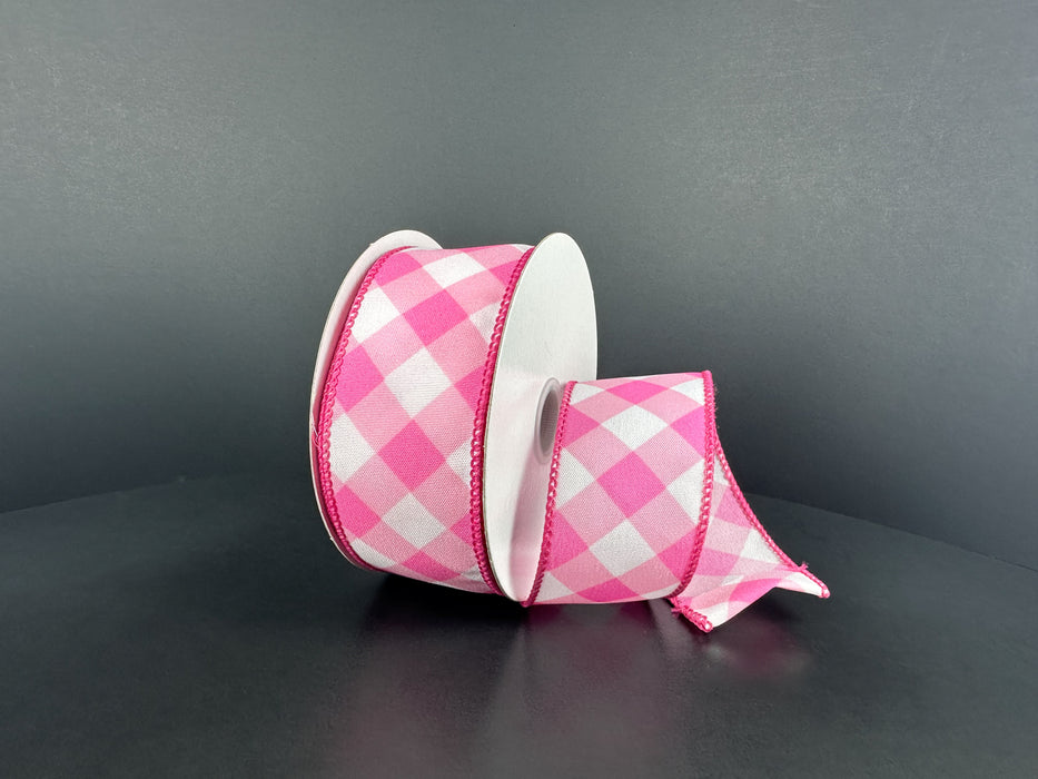 Wht Stn/Fuch-Pnk Diag Big Chex, 1.5"X10Y 42624-09-03