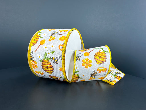 Wht Lin/Working Bees-Flwr, 2.5"X10Y 42629-40-01 - DecoExchange®