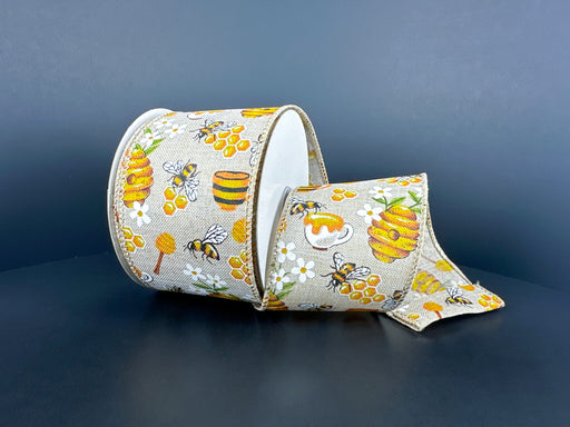 Lt Nat Lin/Working Bees-Flwr, 2.5"X10Y 42629-40-35 - DecoExchange®