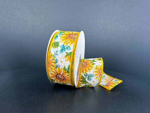 Wht Lin/Sunflwr-Eucalyptus, 1.5"X10Y 42632-09-18 - DecoExchange®