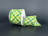 Wht Stn/Lime-Emrld-Wht Dash Argyle, 2.5"X10Y 42640-40-17 - DecoExchange®