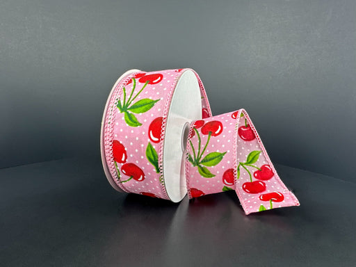 Pnk Stn/Wht Dots-Cherries, 1.5"X10Y 42643-09-03 - DecoExchange®