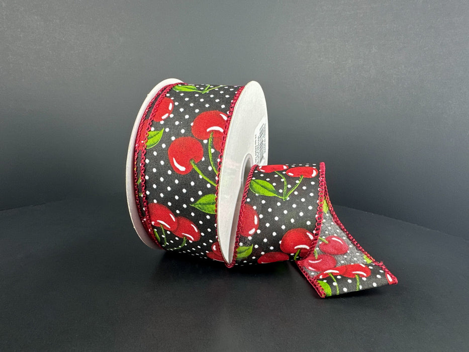Blk Stn/Wht Dots-Cherries, 1.5"X10Y 42643-09-21 - DecoExchange®
