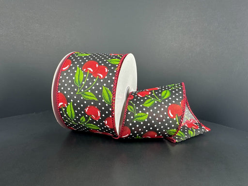 Blk Stn/Wht Dots-Cherries, 2.5"X10Y 42643-40-21 - DecoExchange®