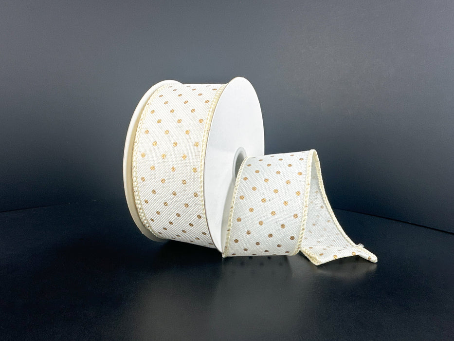 Ivry Lin/Muted Gld Swiss Dots, 1.5"X10Y 42649-09-18 - DecoExchange®