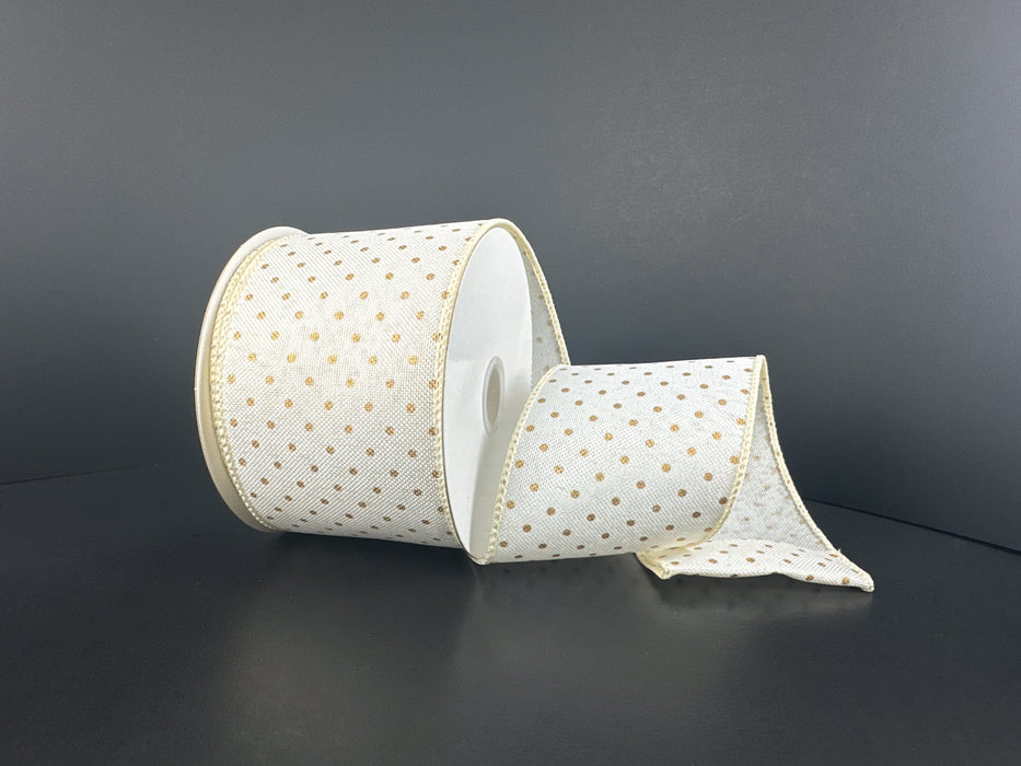 Ivry Lin/Muted Gld Swiss Dots, 2.5"X10Y 42649-40-18 - DecoExchange®