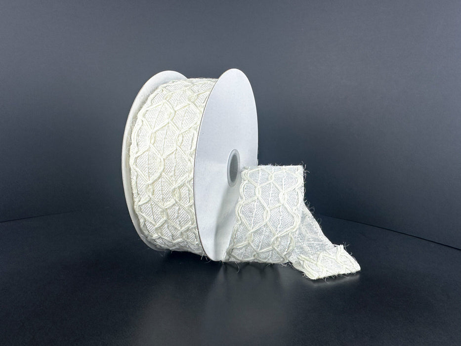 Ivry Lin/Crm Scalloped Open Weave Overlay, 1.5"X10Y 42651-09-01 - DecoExchange®