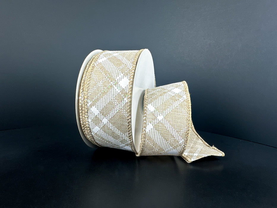 Nat Lin/Wht-Irid Glit Argyle, 1.5"X10Y 42656-09-01 - DecoExchange®