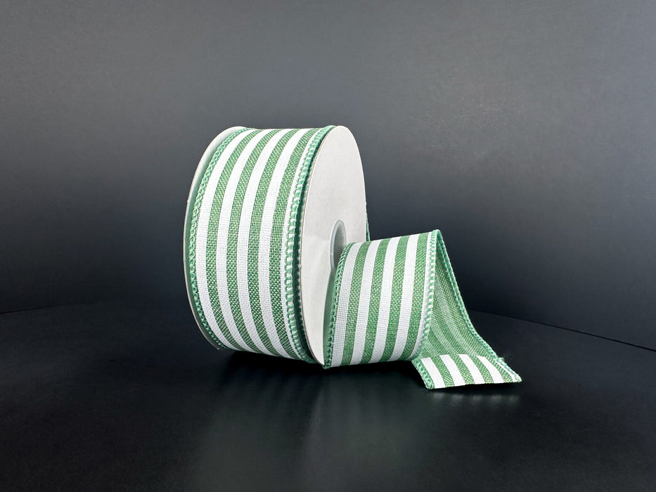 Sage Lin/Wht Cabana Strp, 1.5"X10Y 42660-09-06 - DecoExchange®
