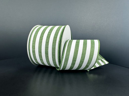 Fern Grn Lin/Thick Wht Cabana Strp, 2.5"X10Y 42661-40-08 - DecoExchange®