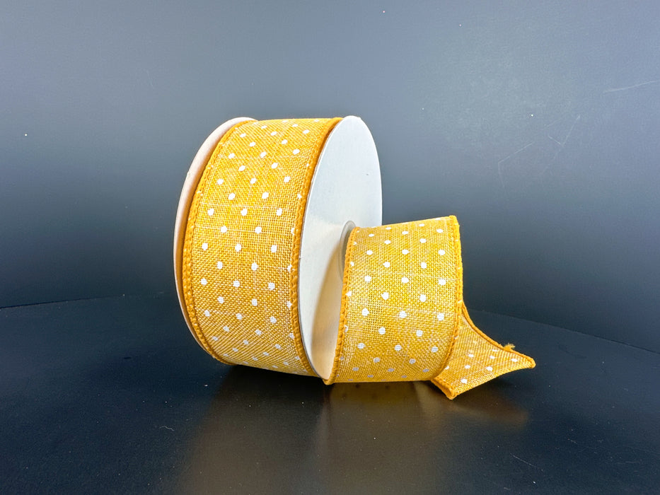 Buttermilk Lin/Wht Swiss Dots, 1.5"X10Y 42675-09-02 - DecoExchange®