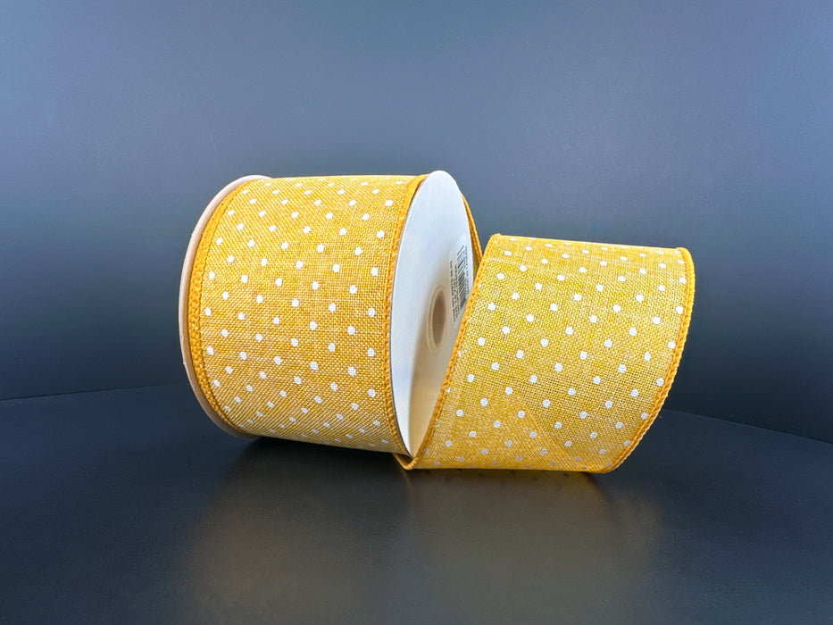 Buttermilk Lin/Wht Swiss Dots, 2.5"X10Y 42675-40-02