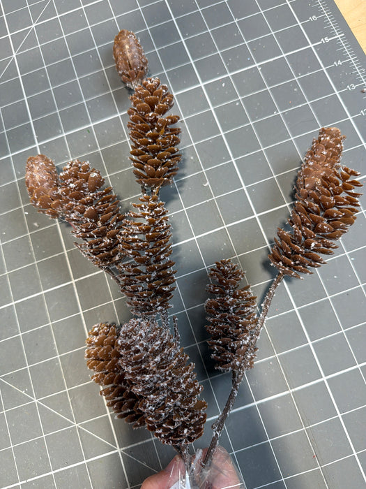 23in Spray-Snowy Sparkle Faux Logan Pinecones IP511682