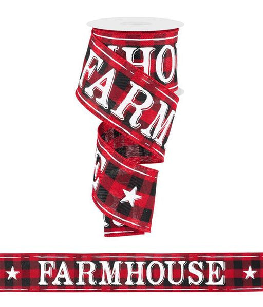 2.5"X10YD Farmhouse on Woven Black/Red/White RGF1038CM