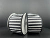 Black Satin With White Stripes And Line Edge Ribbon, 2.5 Inches X 10 Yards 46425-40-21 - DecoExchange®