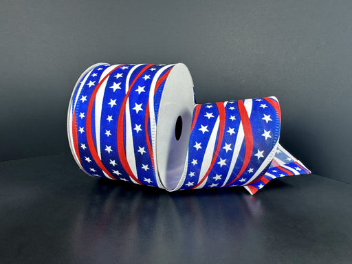 Blu Ombre/Rd-Wht Wavy Strp-Stars, 2.5"X10Y 46609-40-01 - DecoExchange®