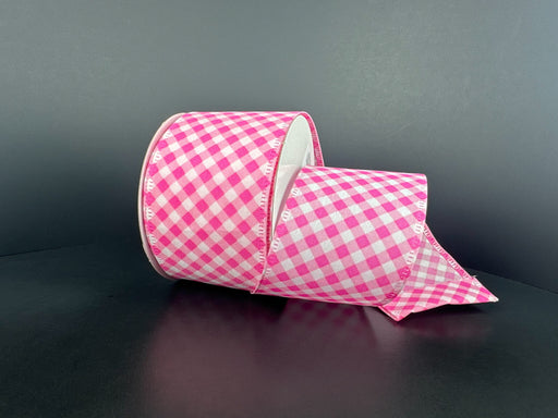 Wht-Pnk Diag Gingham, 2.5"X10Y 46618-40-03 - DecoExchange®