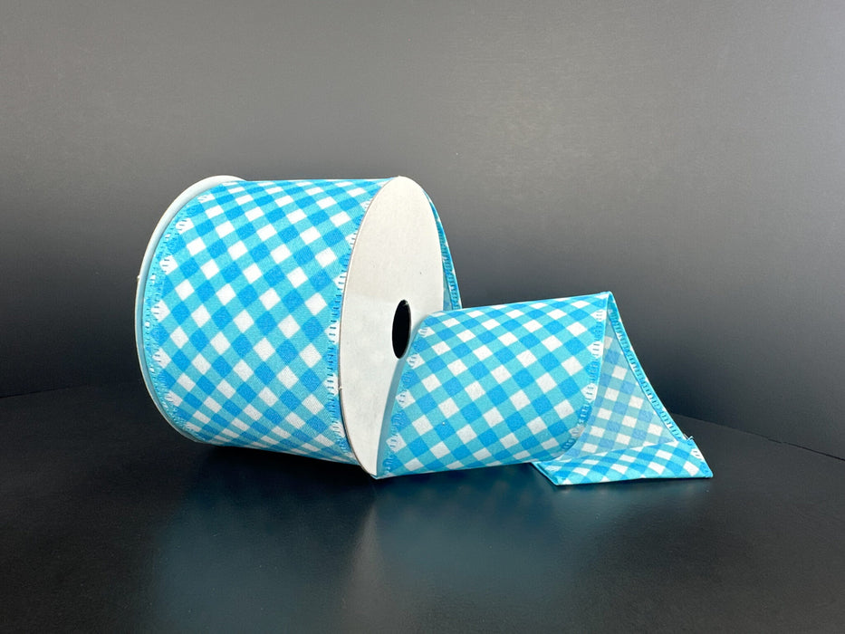 Aqua Diag Gingham, 2.5"X10Y 46618-40-39 - DecoExchange®