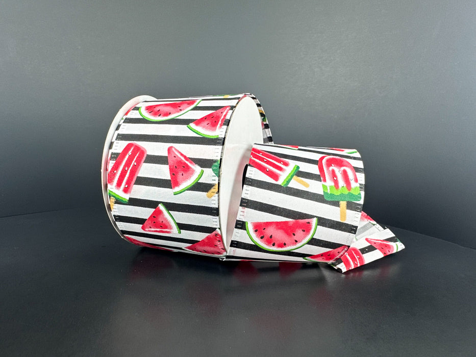 Wht Stn/Blk Strp-Wtrmlns, 2.5"X10Y 46624-40-21 - DecoExchange®